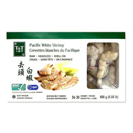 T&T Headless Shell-on Raw Pacific White Shrimp 26/30 (400g)