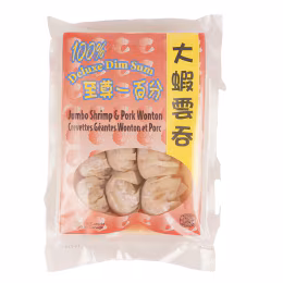 100% Deluxe Dim Sum Jumbo Shrimp & Pork Wontons (250g)