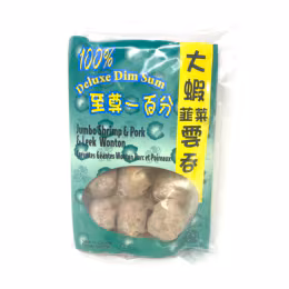 100% Deluxe Dim Sum Jumbo Shrimp, Pork & Leek Wontons (250g)