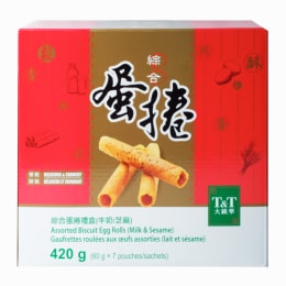 T&T Assorted Biscuit Egg Rolls-Milk & Sesame (420g)